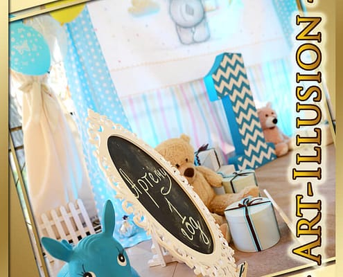 Оформление праздников в Киеве от ивент-агентства Арт-Иллюзион Фотозона на детский День рождения в стиле Teddy Bea